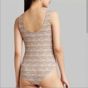 Wild Fable Stripe Bodysuit Multicolored Olive Pink NEW Small Snaps